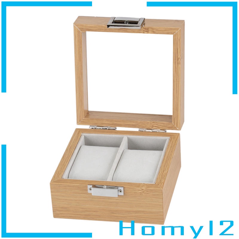 [HOMYL2] Wooden Watch Box with Mirror Soft Pillow Organizer Storage and Display. 
