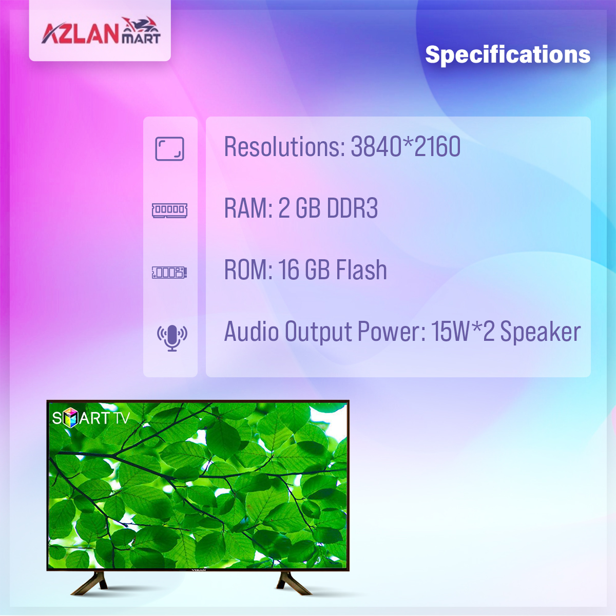 Vikan 43'' 4K TV UHD  Voice Control Ram 2 gb Rom 16 gb Tv Android Smart Television Wi-Fi 4K Led Tv Ram 2 gb Rom 16 gb. 