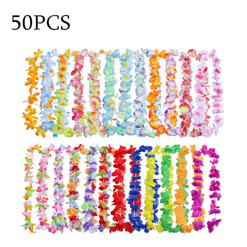 50pcs Hawaiian Garland Multi-color Multi-functional Hawaiian Party Decoration For Graduations Beach Parties. 