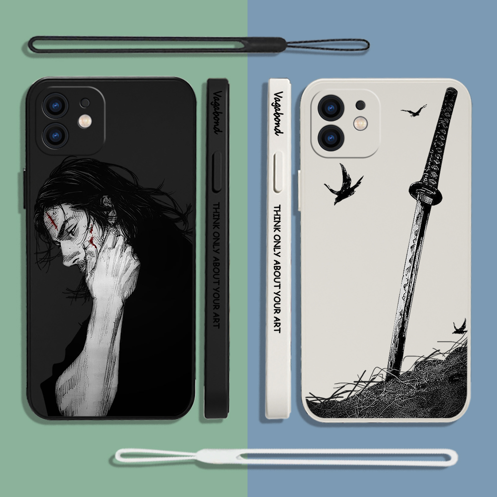 Vagabond Manga Phone Case For iPhone 15 14 13 12 11 Pro Max Minrelaxi X XR XS MAX SE20 8 7 6 6S Plus Silicone Cases with Hand Strap. 