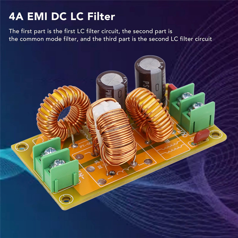 4A DC LC Filter FCC Car Audio High Frequency Filtering Low Pass Passive Electromagnetic Interference Filter Easy to Use. 