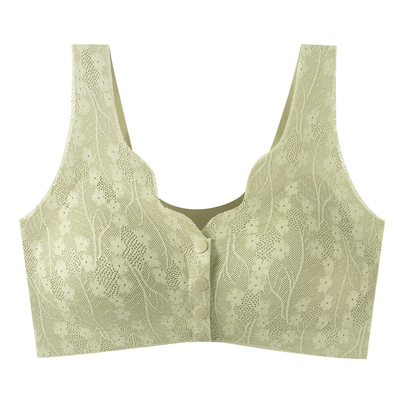 New lace lingerie front open button top support comfortable gathering bra anti-sagging seamless plus size bra women