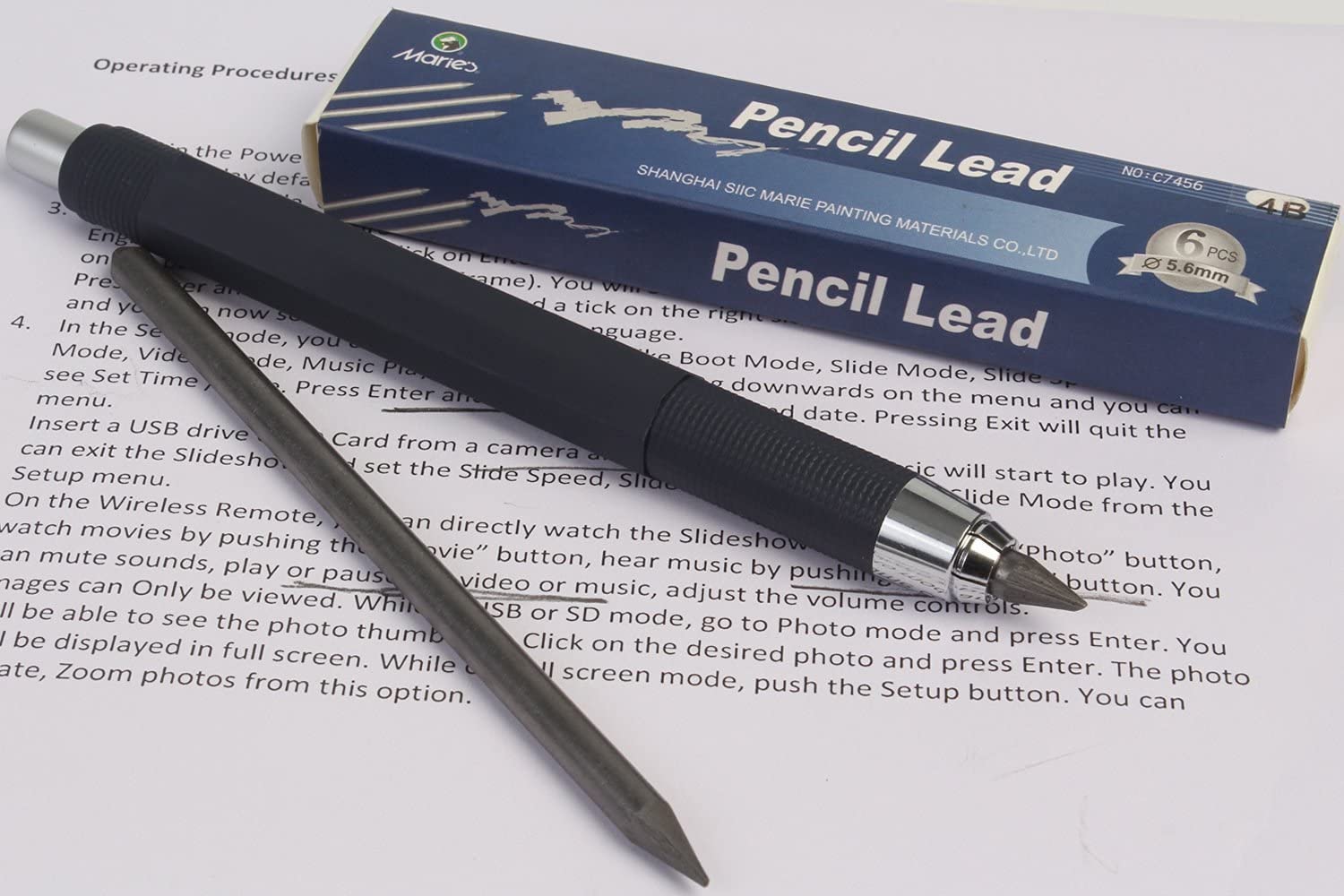 Maries Mechanical Pencil With Clutch Mechanism For 2B, 4B, 6B, 8B Leads + 6 Lead Refills (4B/5.6Mm). 