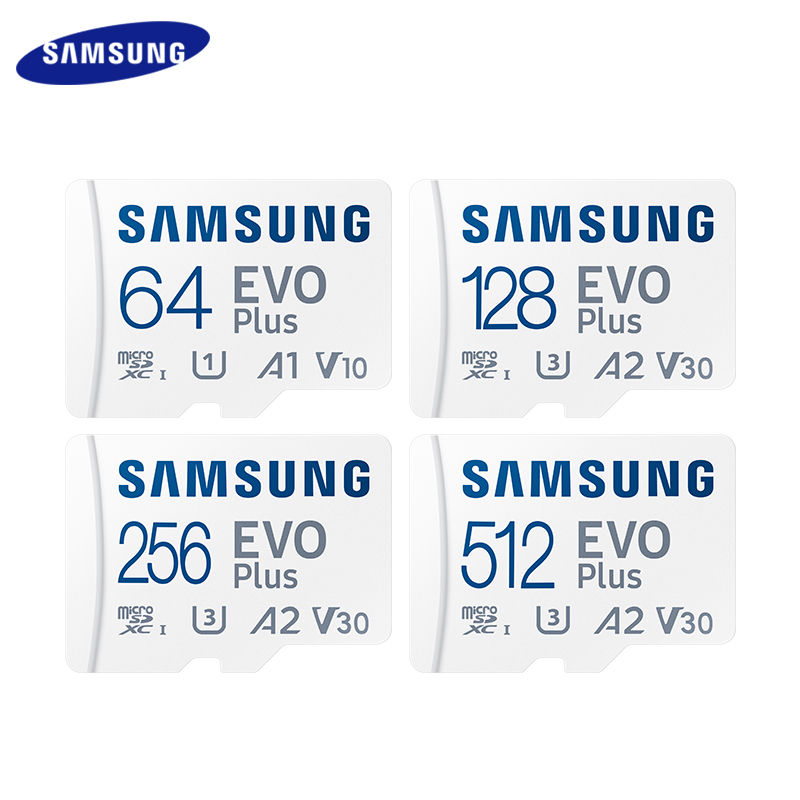Samsung EVO Plus micro sd Card 128GB 256GB 512GB U3 A2 V30 C10 MicroSDXC 64GB A1 V10 High Speed up to 130MB/s UHS-I Memory Card. 