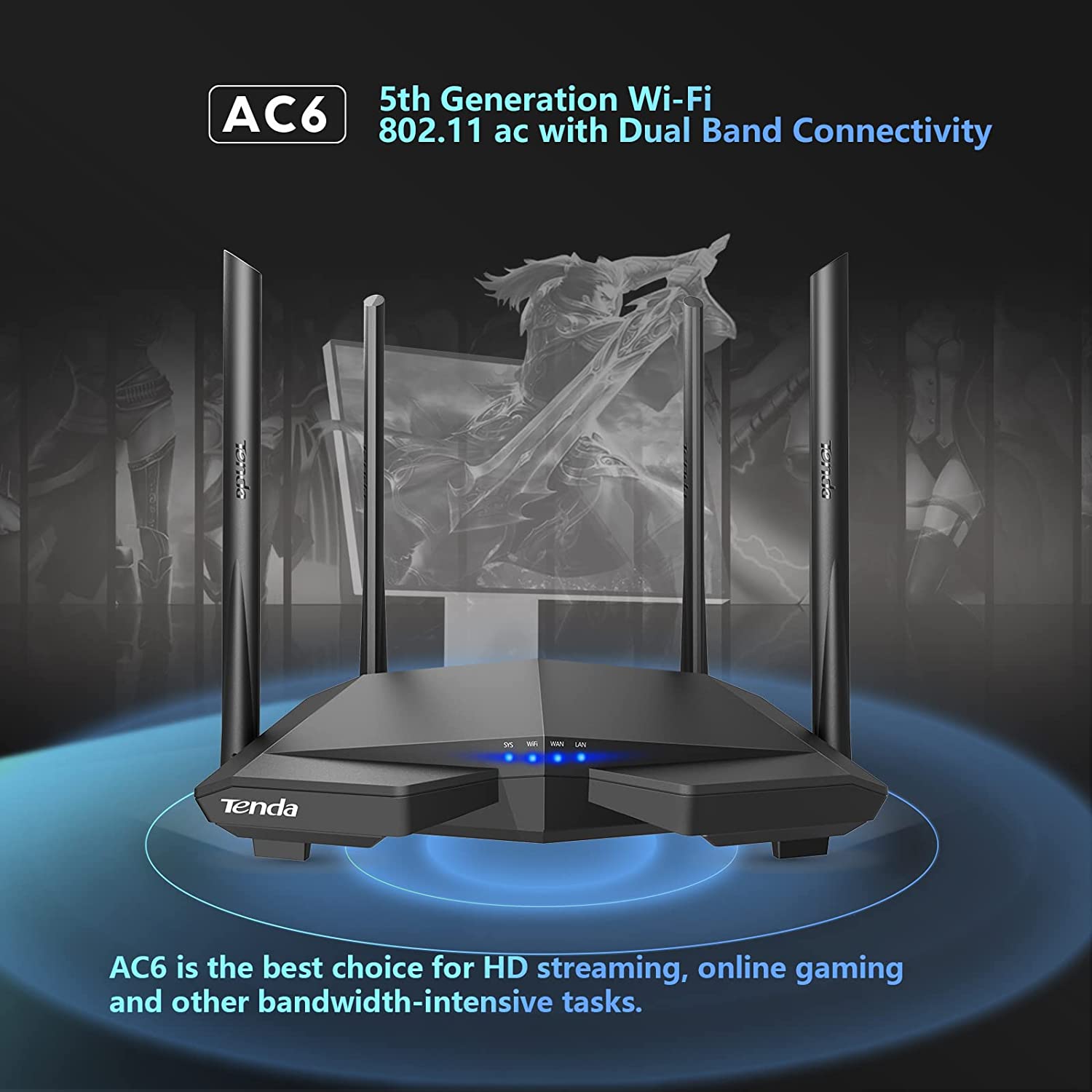 Global Version Tenda AC6 WiFi Router AC1200 5Ghz High Speed Wireless Internet MU-MIMO Beamforming Long Range Cover Original New. 