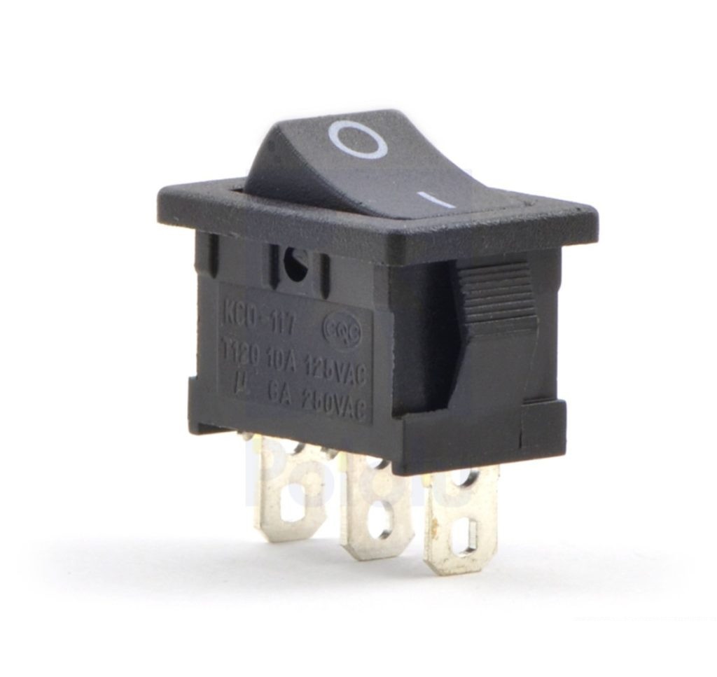 6A 250V black color DPST Vertical rocker switch 5 Ps