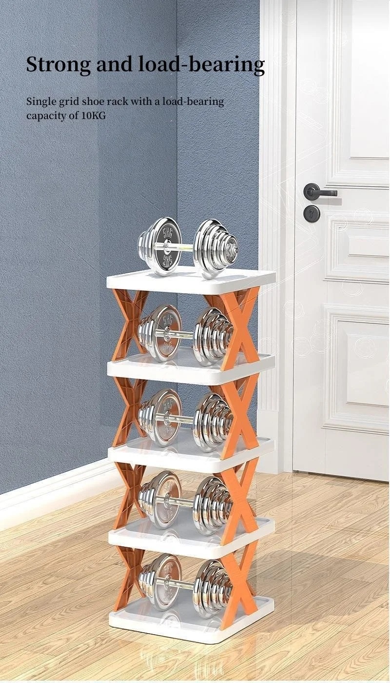 5-Tier Plastic Shoe Rack: Adjustable Folding Organizer for Closets and Bedrooms. 