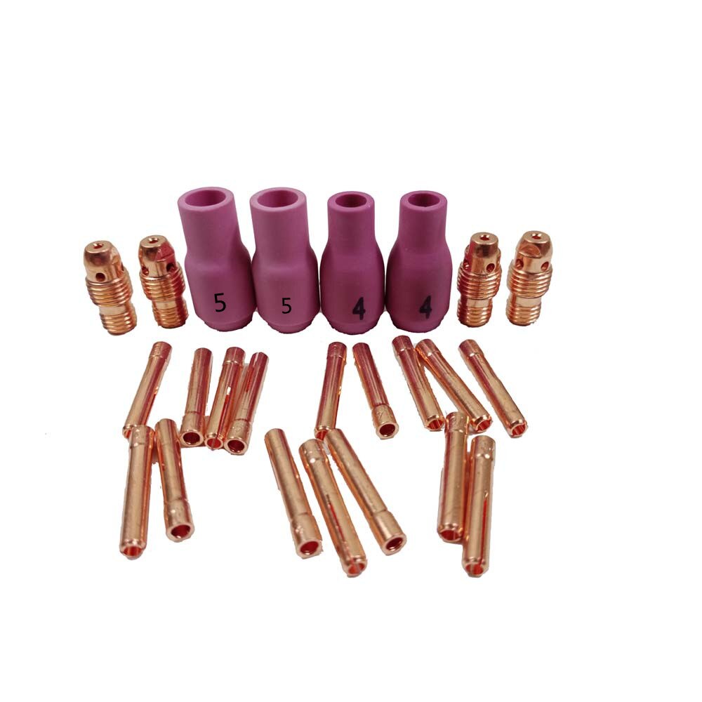 【VisioN Shop】24pcs Argon TIG Welding Torch Consumable 2.4mm 1.6mm TIG Tungsten Electrode Collet Alumina Nozzle for WP9 WP9V WP9FV TIG Torch. 