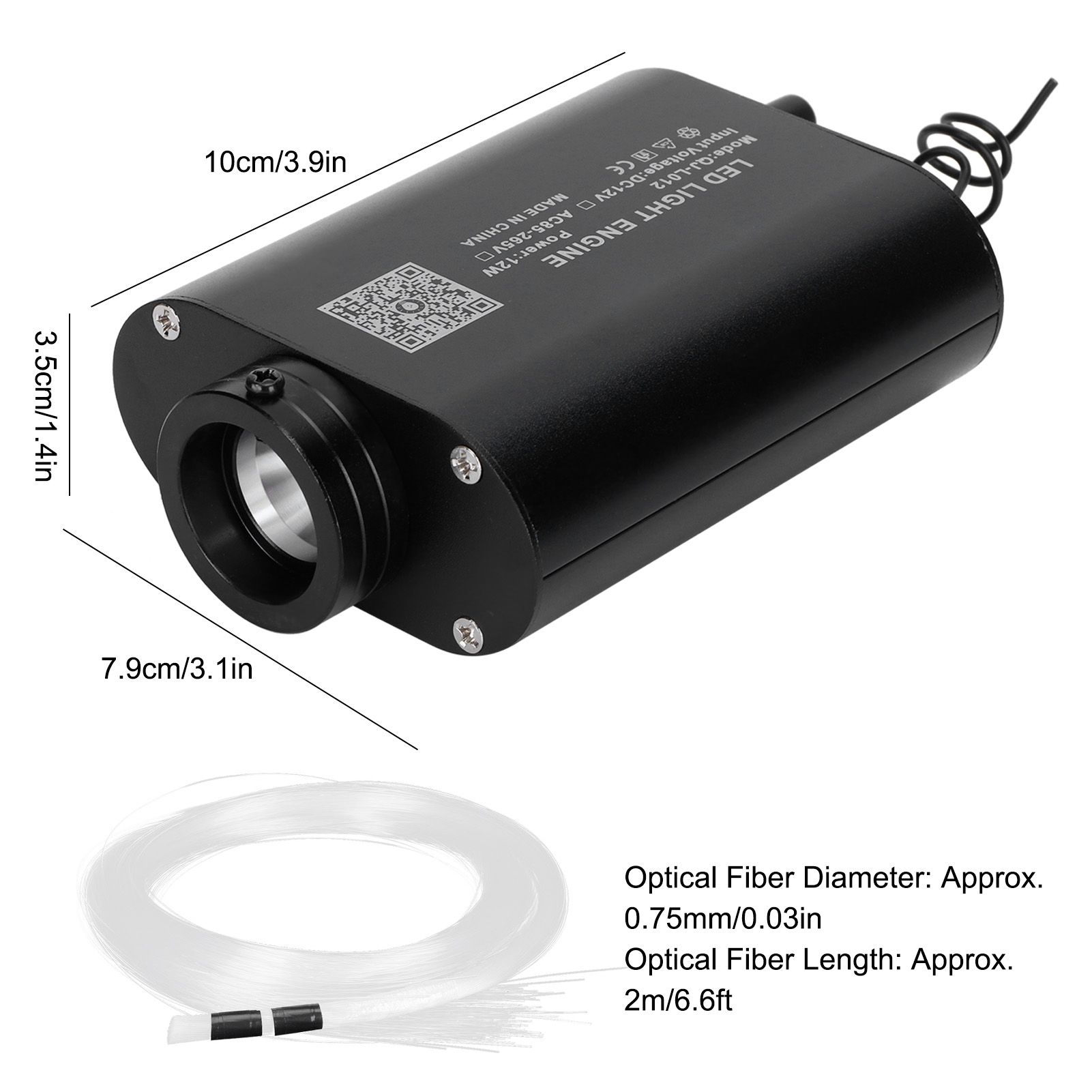 12W 2m Optic Fiber Cable Lamp Car Ceiling Light Kit RGBW Source Device GS. 