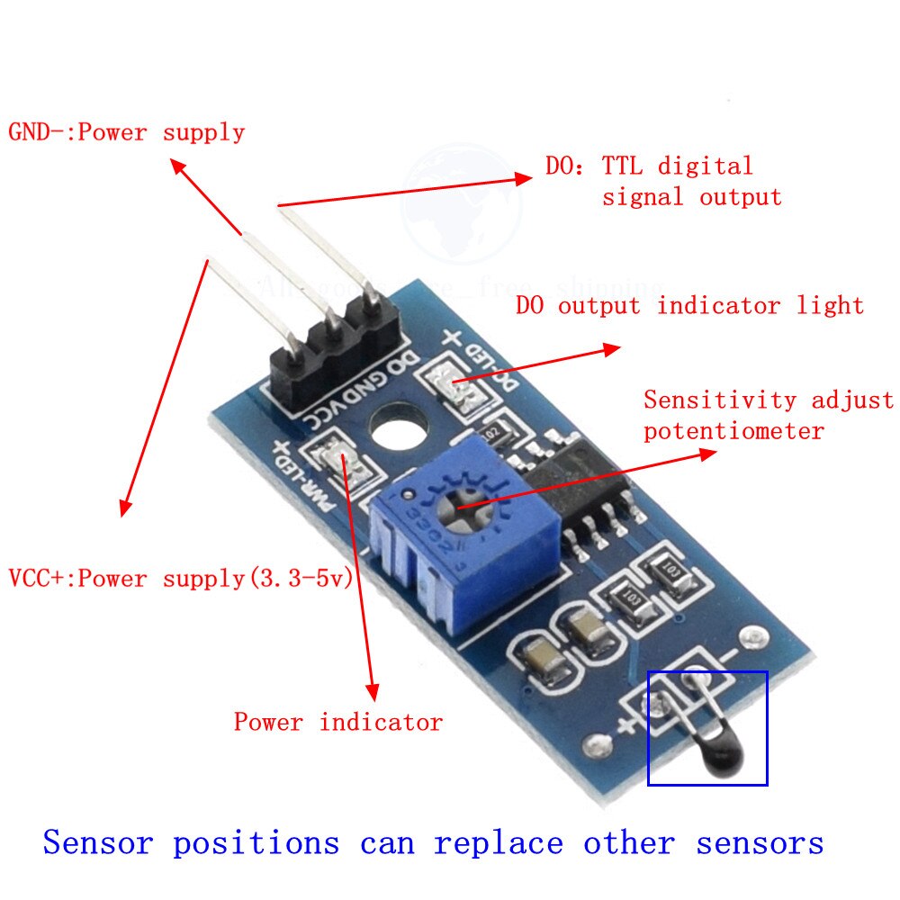 【happy one】TZT Thermistor temperature sensor thermal sensor module DO the digital output/temperature switch For. 