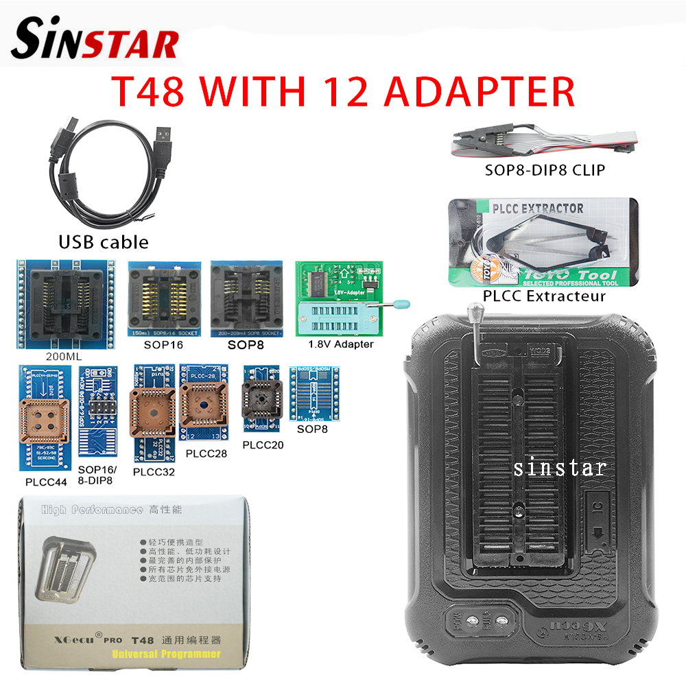 XGecu T48 (TL866-3G) Programmer Support 31000+ ICs for SPI/Nor/NAND Flash/EMMC BGA/TSOP/SOP/PLCC + 30 parts minghao. 