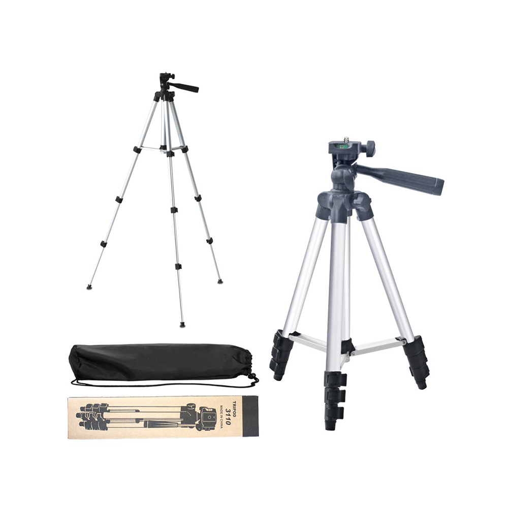 Tripod 3110 Smart Aluminium Adjustable Portable and Foldable Lightweight Tripod Stand Clip and Camera Holder. 
