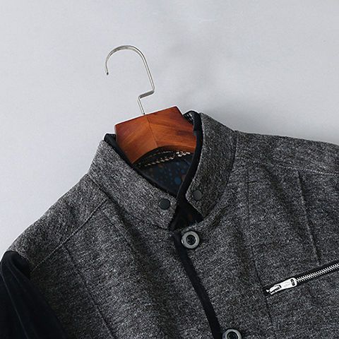 Yi Net Preferred Quality Men's Clothing Men's Business Casual Woolen Stitching Button Stand Collar Suit Jacket. 