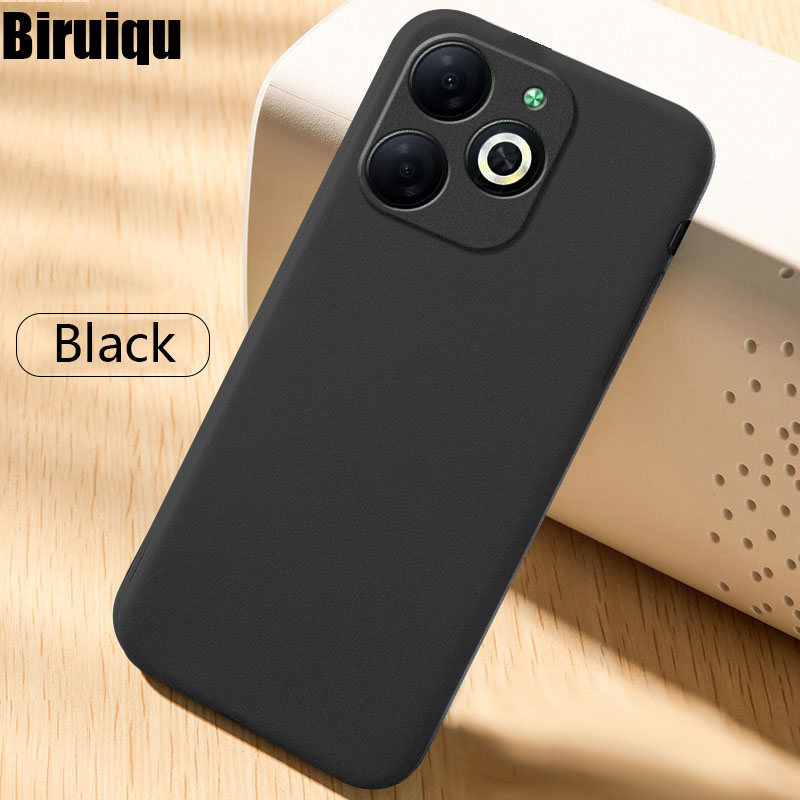 Biruiqu For Infinix Smart 8 Shockproof Anti Slip Soft TPU Sandstone Matte Back Case Cover