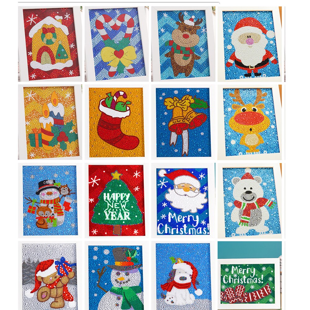 Easy 3D Diamond Art Painting Kit for Kids Beginners Gem Craft Christmas Gift for Girls and Boys Small DIY Paint by Number. 