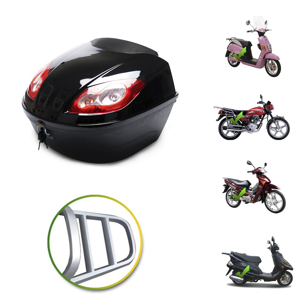 E-Bike Tail Box Electric Scooter Trunk Motorcycle Top Case Storage Hard Case - Black. 