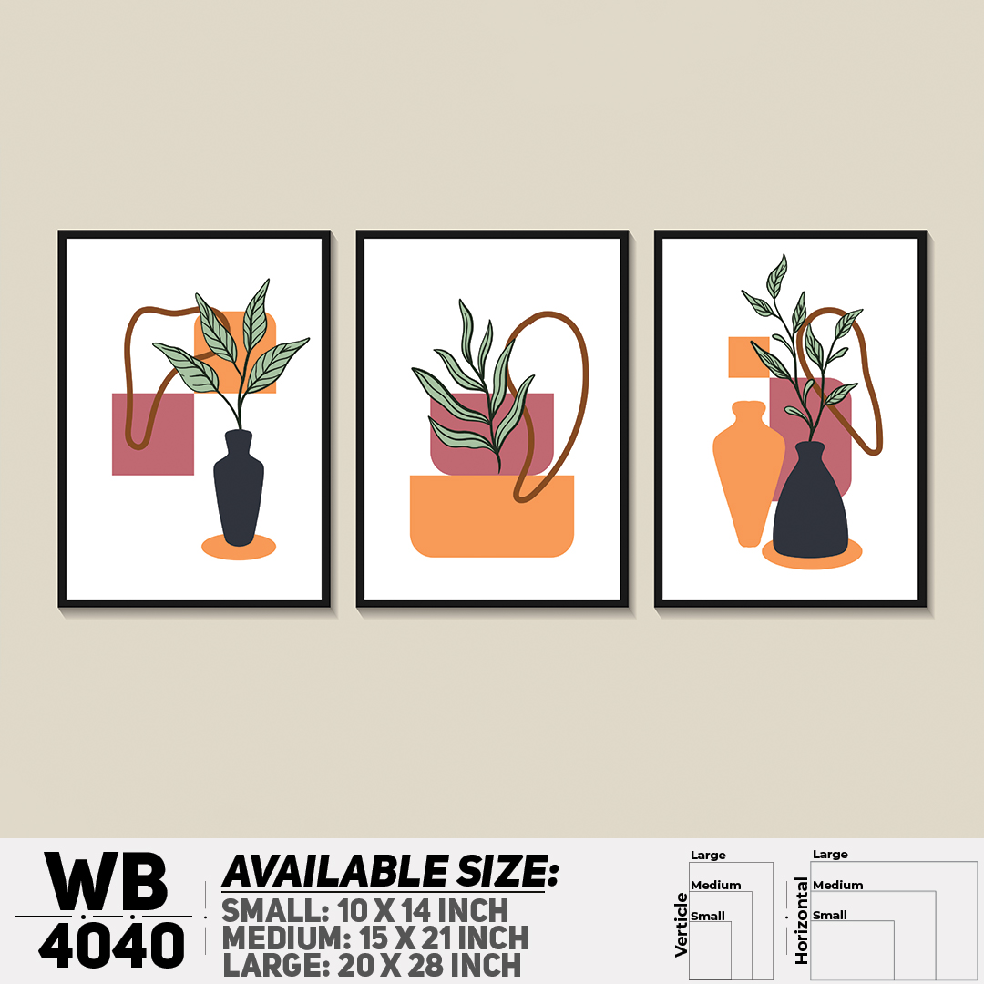 Premium Quality - Leaf With Abstract Art (Set of 3) Wall Canvas Wall Decoration Poster For Wall - WB4040 - Stickyfy - Couture - High-end