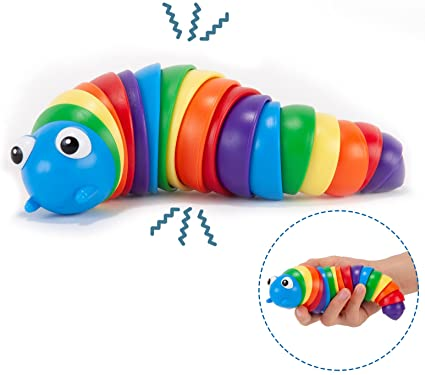 Fidget Slug 3D Printed Articulated Slug Fidget Toy Articulating Stimulation Toy Stress Relief Sound Sensory Toy Sensory Slug (Origin Suitable for Ages 3+). 