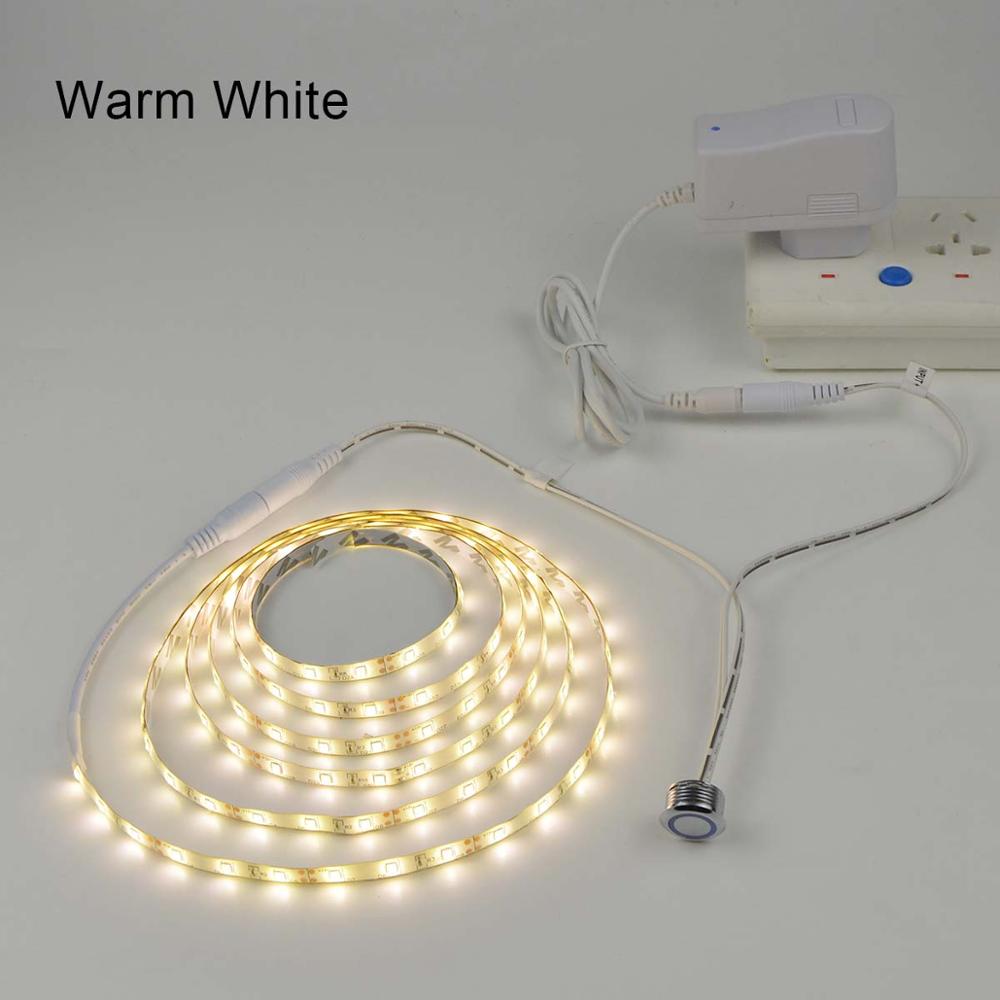 Stepless Dimmable LED Strip light SMD2835 DC 12V Waterproof Touch Switch Dimmer led tape lamp 2A EU wer adapter 1M 2M 3M 4M 5M-Warm White-1M--. 