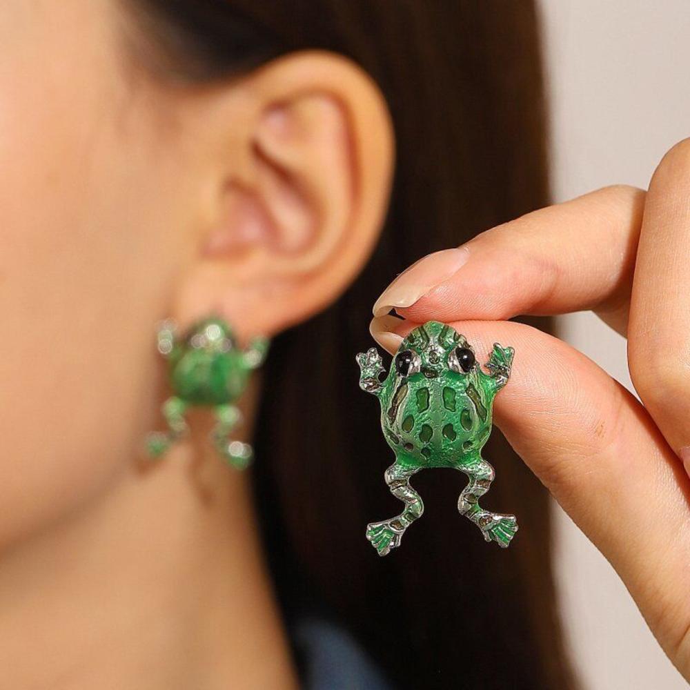 Green Green Frog Earrings Novelty Piercing Funny Gothic Frog
