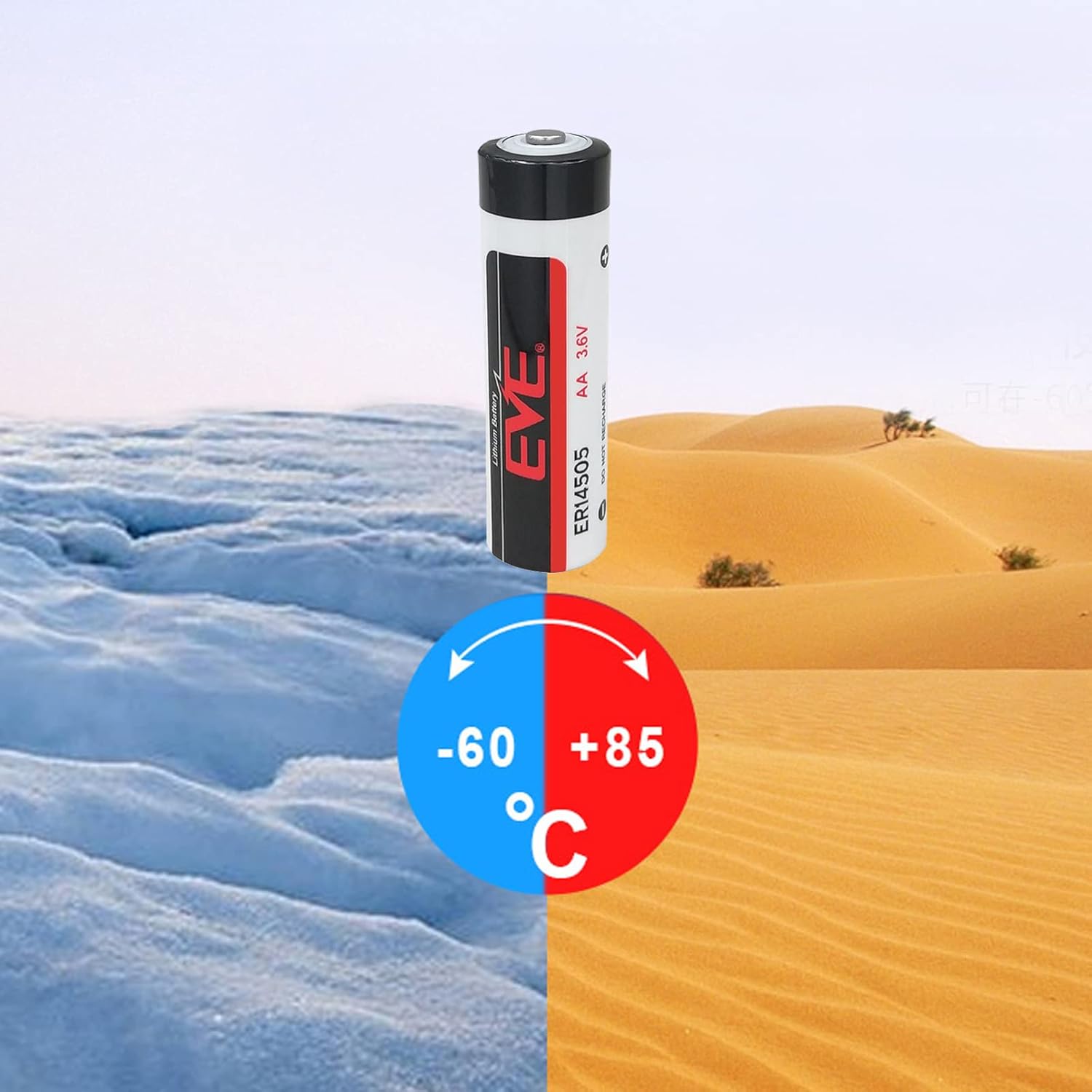 EVE ER14505 (Can be used instead of LS14500) 3.6V 2700mAh Lithium Li-SOCl2 AA Size Meter Battery - 1 Piece. 