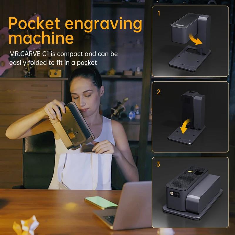 DAJA C1 Windows Mac Engrave leaves wood Plastic Painted Leather Laser Engraver Portable Laser Engraving Machine for Mobile. 