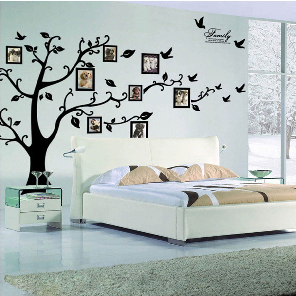 PVC wall sicker- black tree and birds. 