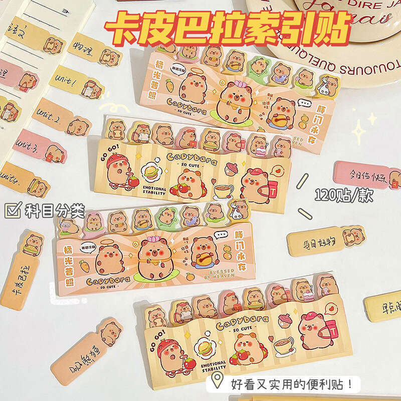 Capibala notes, cute row seat N times, cartoon capybara sticky index stickers, message paper