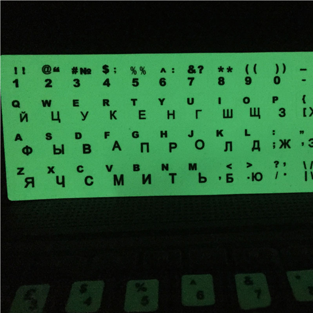 【Lejia】Luminous Waterproof Russian English Italian German Spanish Language Keyboard Stickers Protective with Button Letters Alphabet for Computer. 