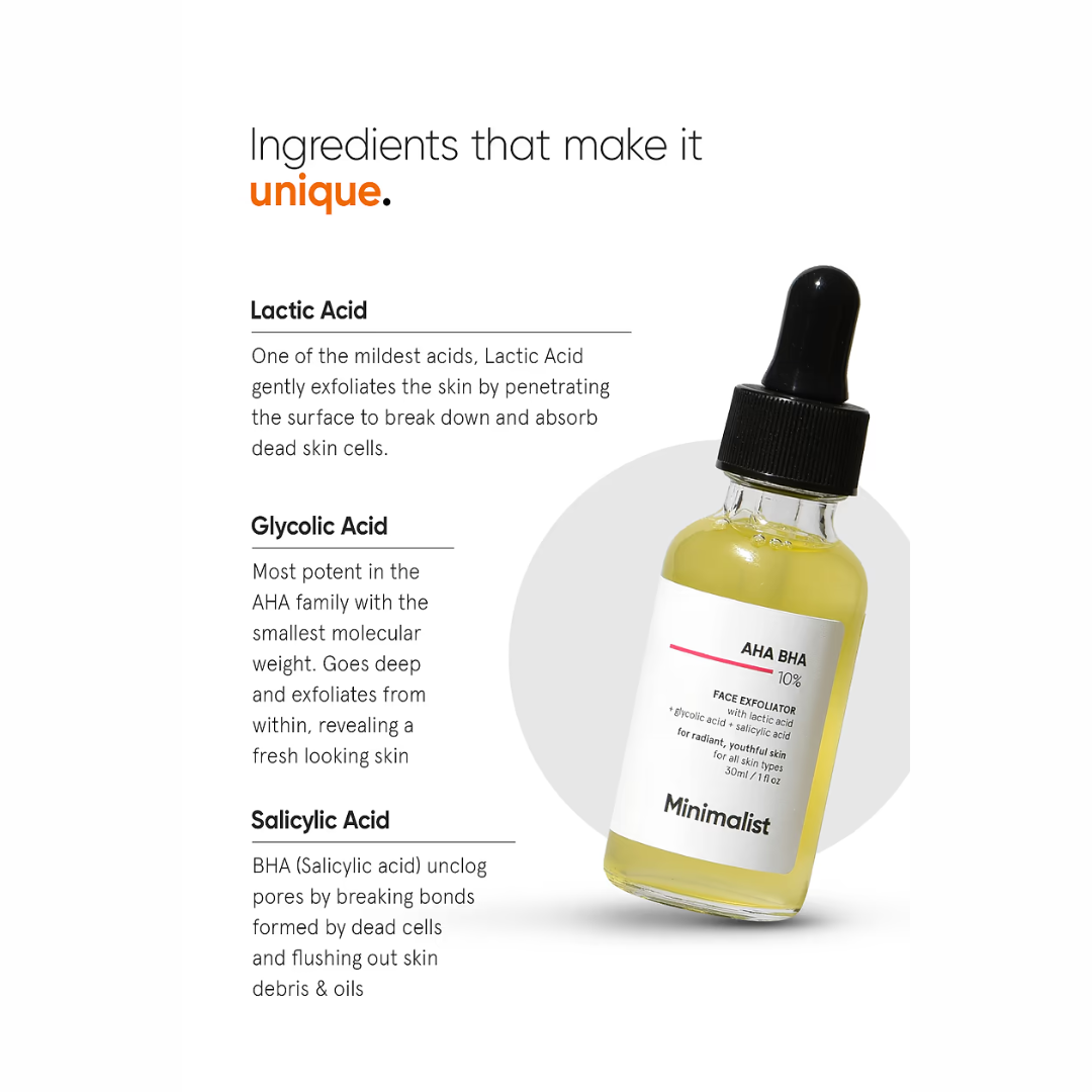 Minimalist AHA BHA 10% Face Exfloiator - 30ml. 