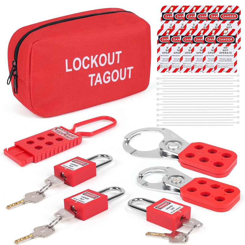 Lockout Tagout Kit Electrical-Group Lockout HaspsTags,Lock Out Industrial Tools 2 Key Per Lock for Facotory Protect Safe Easy Install Easy to Use. 