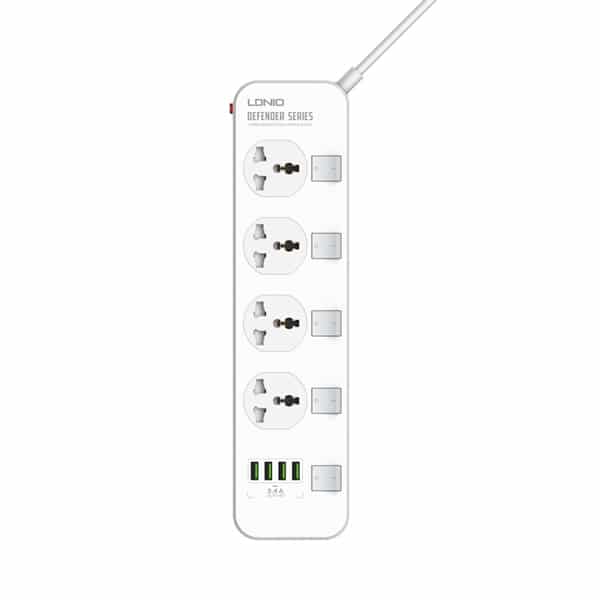 LDNIO SC4408 (ORG) Electrical Socket Smart Extension Multifunction Power Supply Strip Charger Adapter With 4 USB Port. 