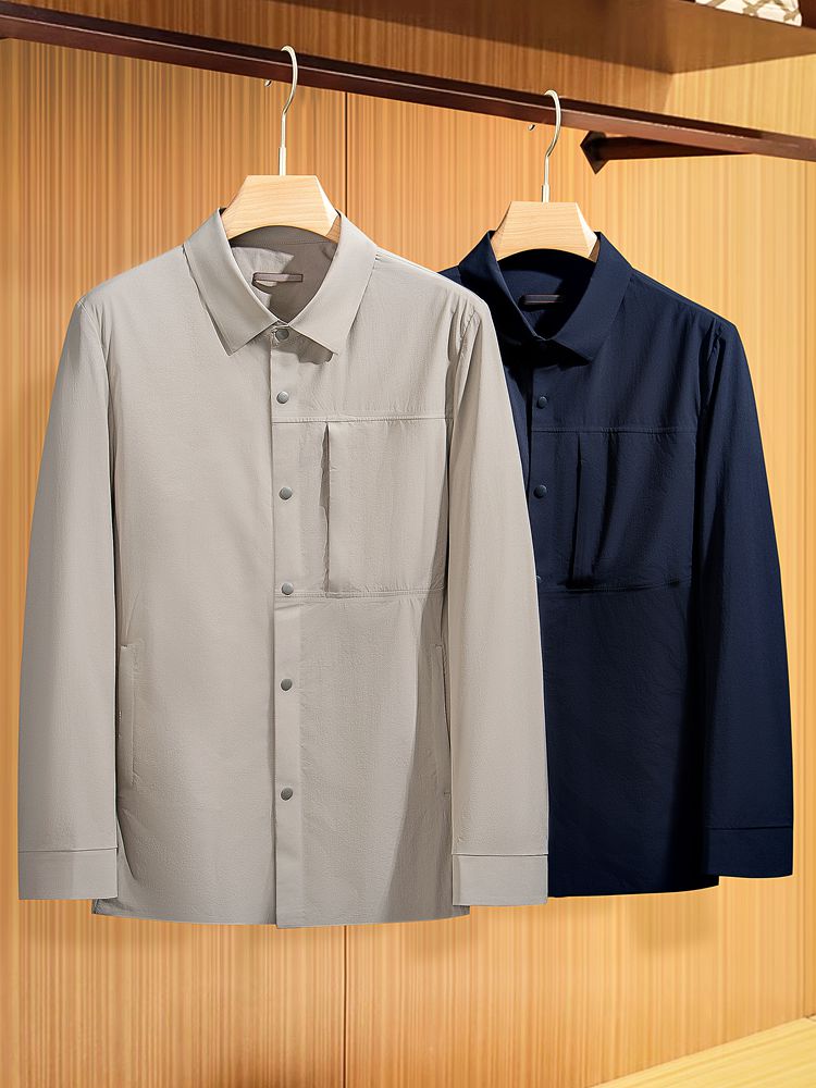 JSBD Light luxury Business style lightweight comfort elastic Spring and autumn high quality anti-wrinkle lapel jacket for men