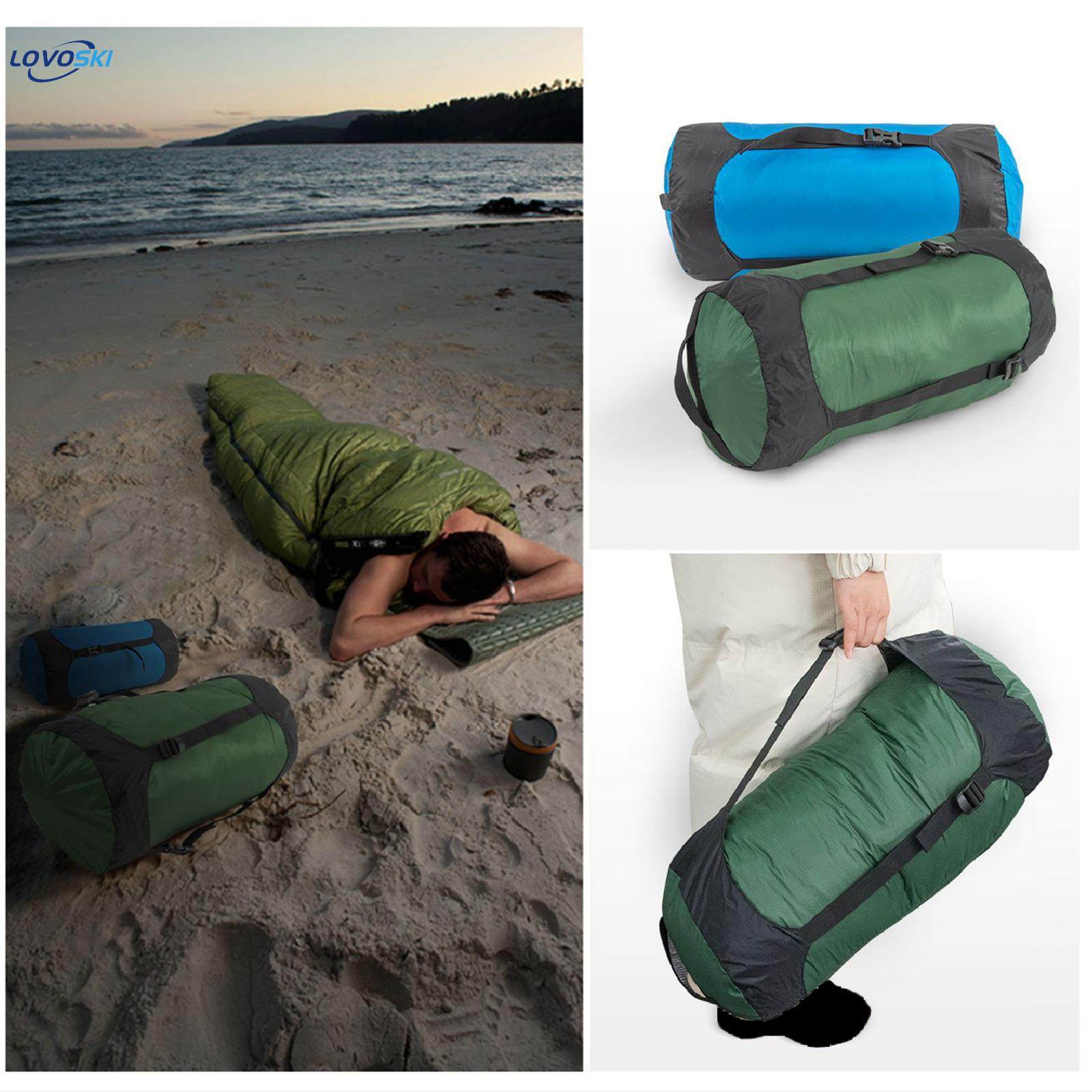 Compression Stuff Sack Lightweight Waterproof Space Saving Tear Resistant Compact Pouch Sleeping Bag Compression Sacks for Sailing Emergency , Blue Color L. 