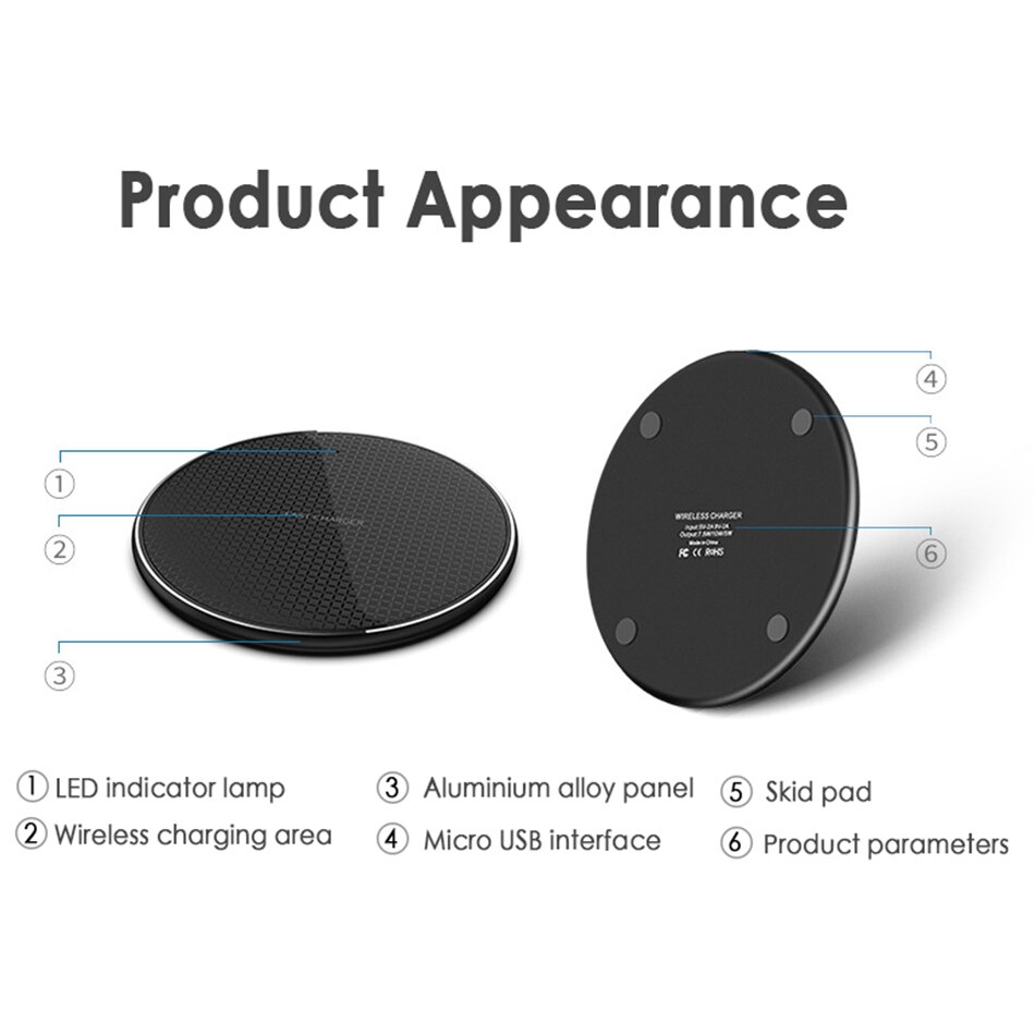 【VisioN Shop】Wireless Charger for iPhone Xs Max X XR Plus 10W Fast Charging Pad Samsung Note 9 Note 8 S10 Plus. 