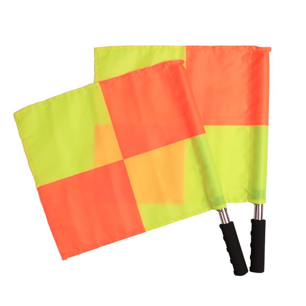 2pcs Soccer Referee Flags Football Linesman Side Line Judge Flags Equipment