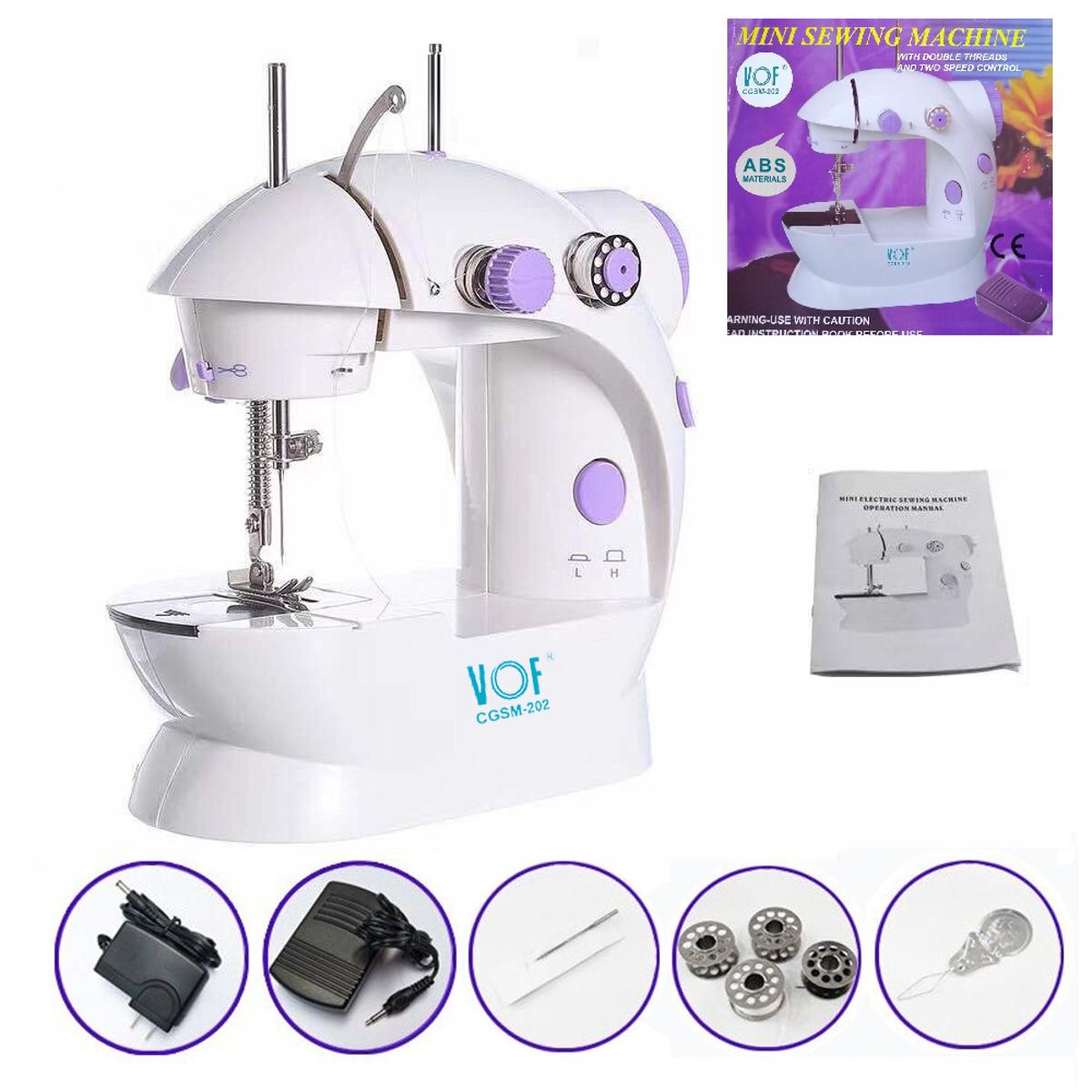 VOF CGSM202 ABS Material Chinagoltd Mini Sewing Machine Portable Mini Desktop Foot Pedal Night Light Household Straight Line Cutter Automatic Winding Mending