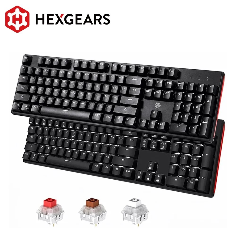 HEXGEARS GK705 Hot Swap Switch Mechanical Keyboard 104 Keys RU/US Waterproof Wired Gaming Keyboard Anti-Ghosting Backlit For PC