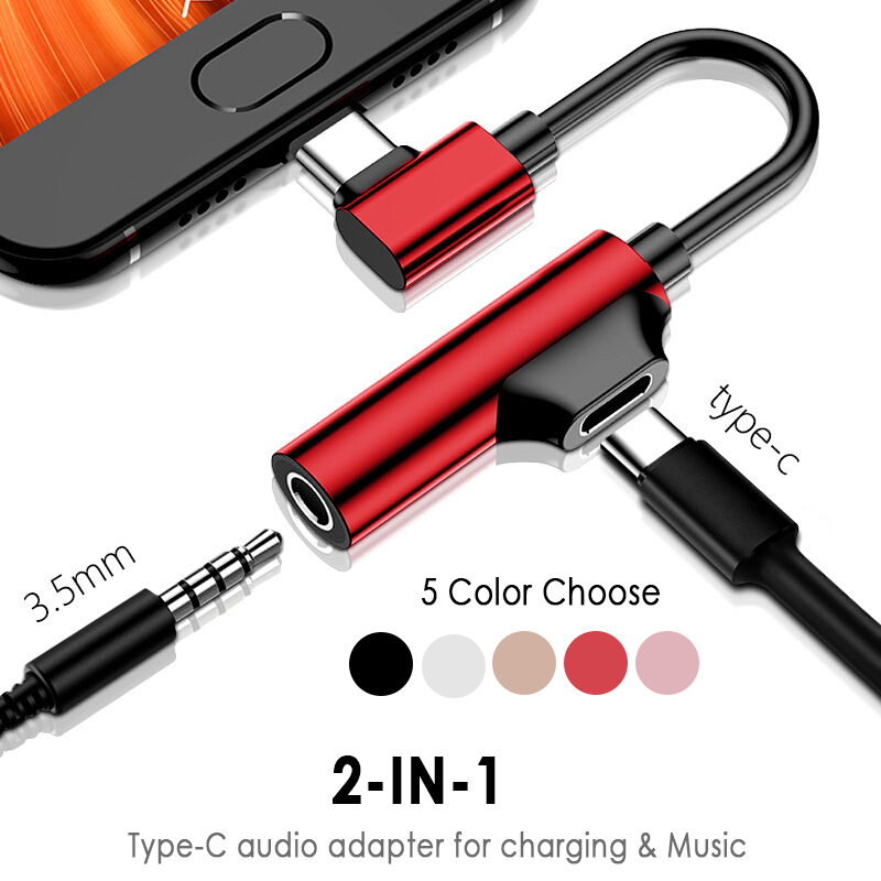 USB C DAC Adapter 2 In 1 Type C To 3.5 Earphone Adapter Audio Type-c To Earphone 3mm Jack AUX Usb C 3.5 For Xiaomi USB-C 3 5. 