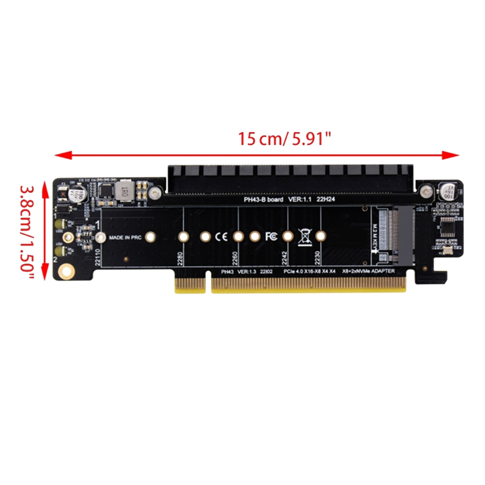 PCIE Splitter Adapter Card 8+4+4Hyper Ultra Quad VROC M.2 NVMe Port Expansion Riser Card. 