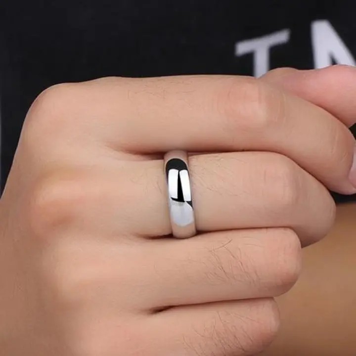 Silver Round Shape Finger Ring For Men