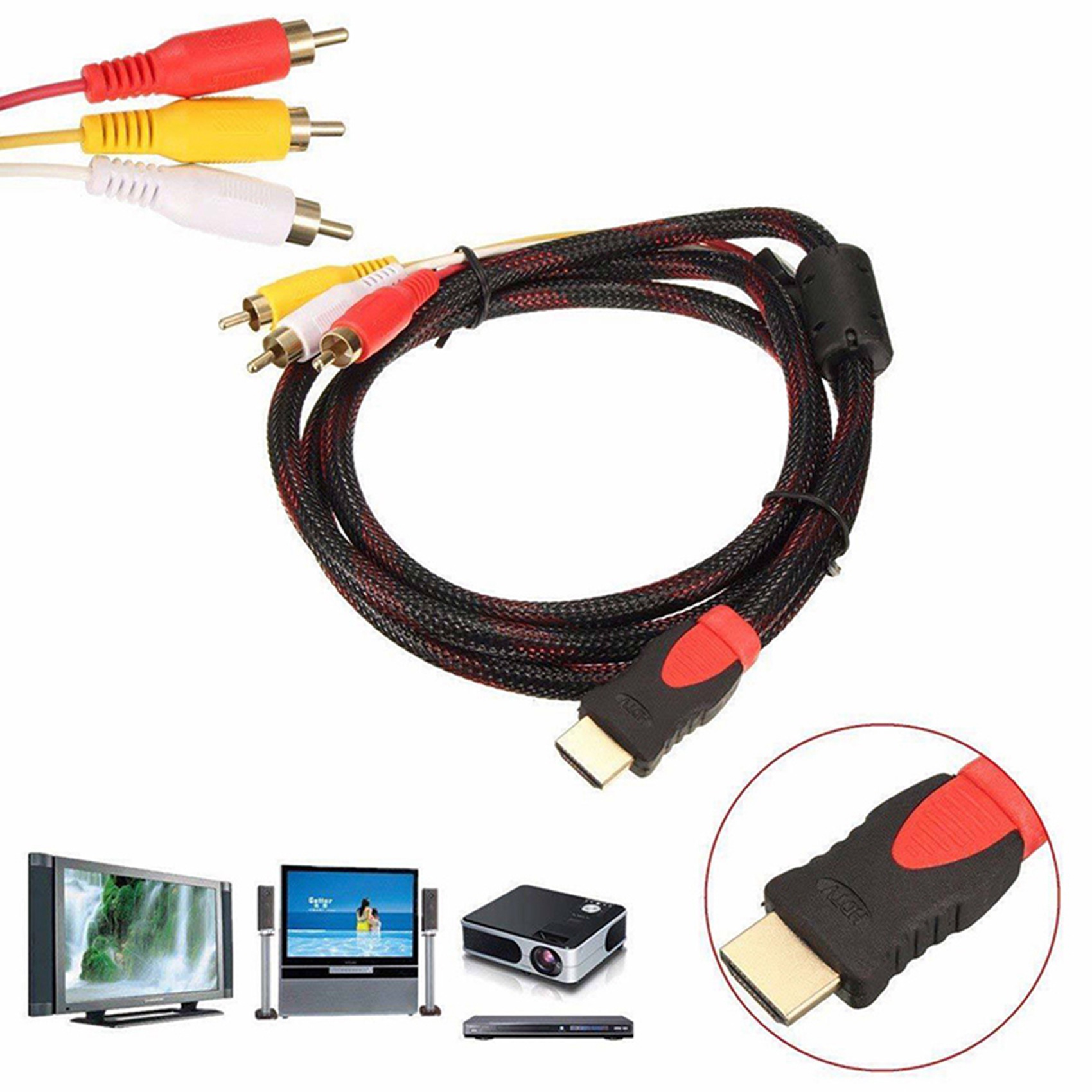 2X US 5Ft HDMI to 3-RCA Video Audio AV Component Converter Adapter Cable for HDTV