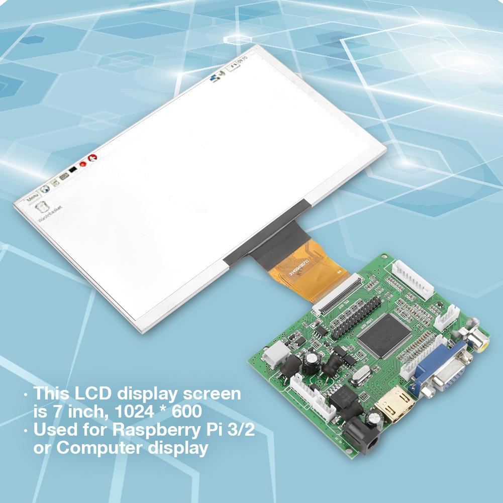 7 inch LCD TFT Display 1024*600 HDMI VGA Monitor Screen Kit for Raspberry Pi 3/2. 