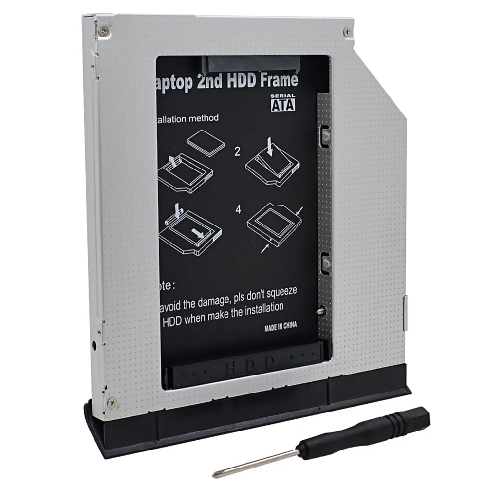 For Dell Latitude E6320 E6420 E6520 E6330 E6430 E6530 optibay Aluminum 2nd HDD Caddy 9.5mm SATA 3.0 2.5SSD DVD HDD Case Adapter