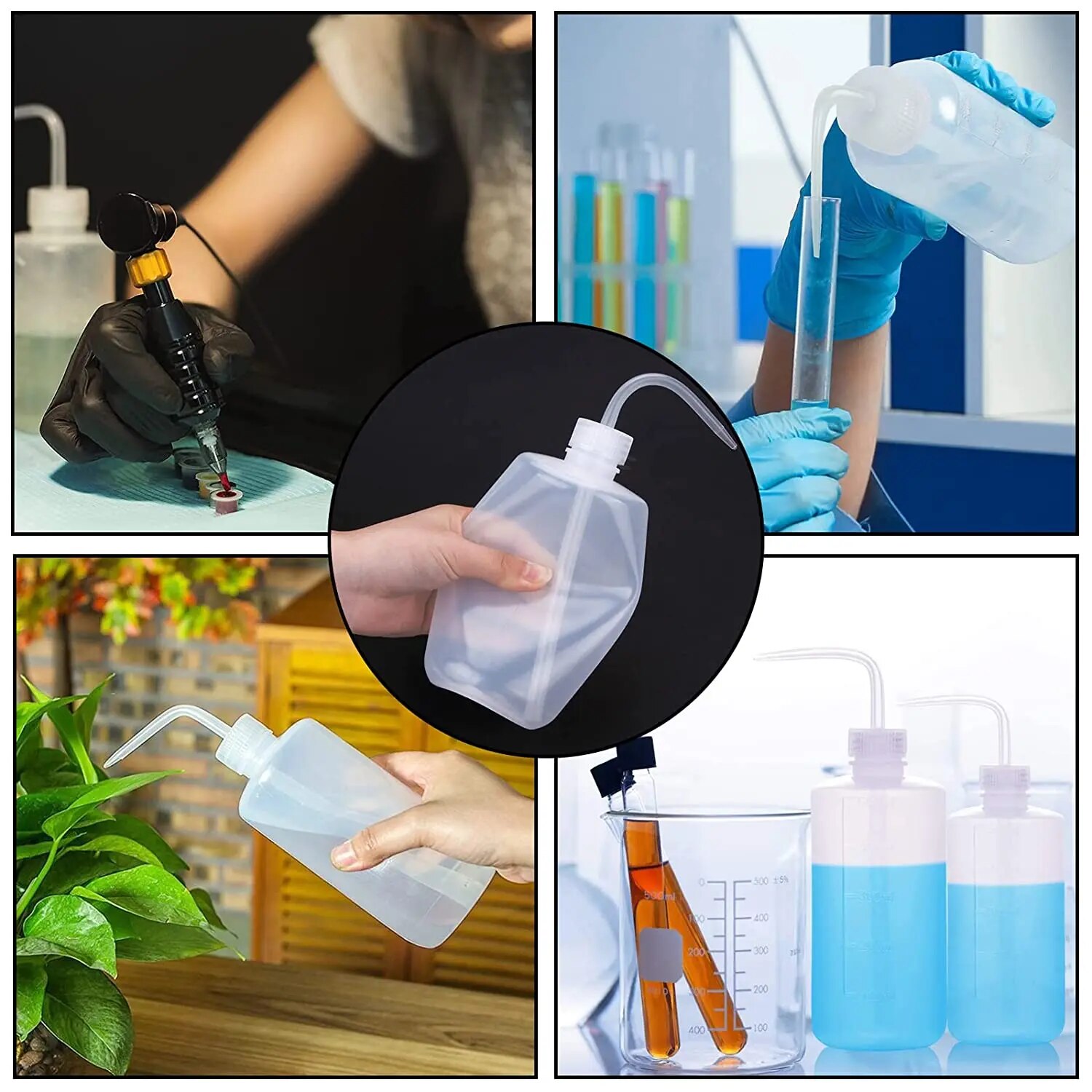 Plastic Tattoo Bottle Diffuser Squeeze Container Green Soap Supply Tattoo Wash Squeeze Bottles Lab Non-Spray Tattoo Accessories. 