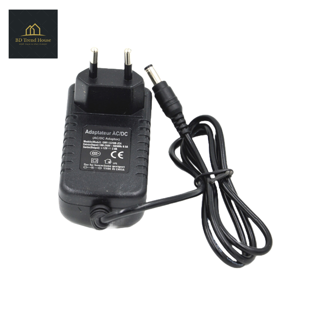 12V 2A Power Adaptor, Power Supply Ac Input 100-240V Dc Output 12Volt 2Amps Worldwide Adaptor  (Black)