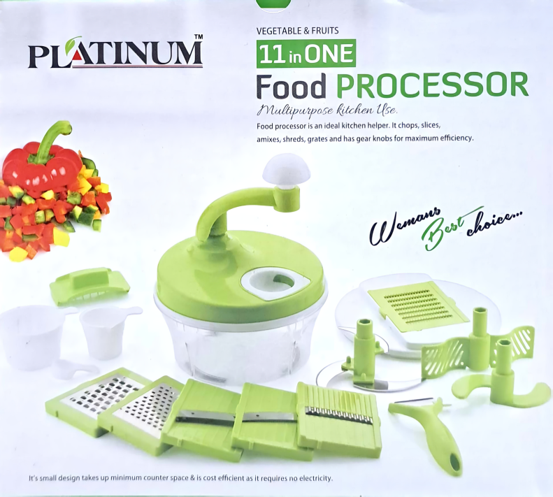 One Stop Shop Chopper, Blender, Atta Maker, Dough Kneader Manual Food Processor (Multicolor) 11 in 1. 