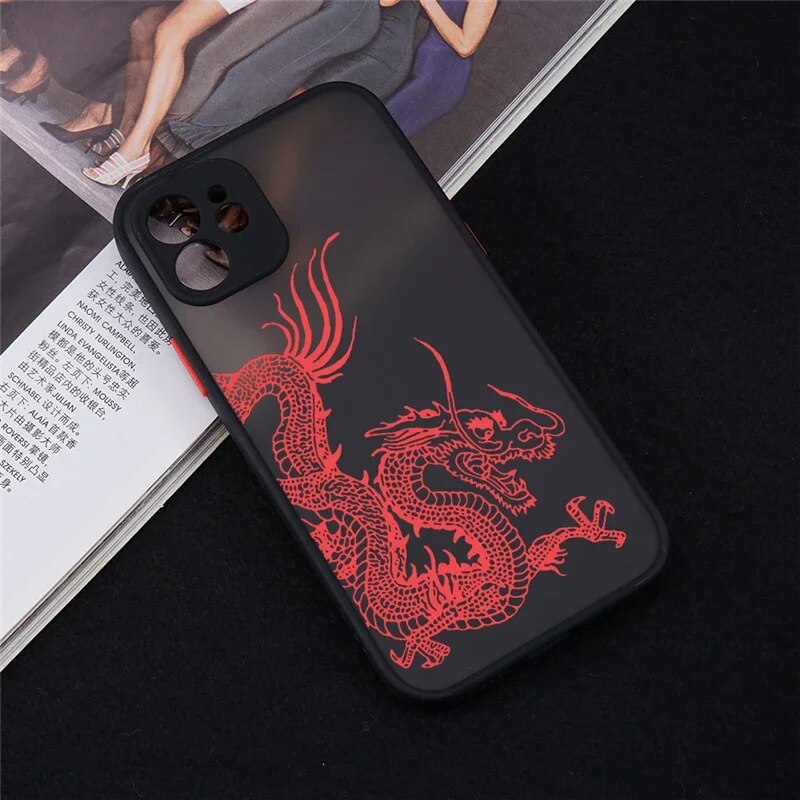 Unique Aesthetic Design Red Dragon Phone Case for iPhone 15 14 13 12 11 Pro Max Mini X XS XR 7 8 Plus SE Soft Bumper Back Cover. 