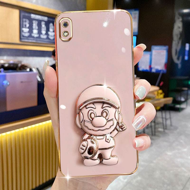 AnDyH For Samsung Galaxy A10 M10 A01 M01 Case 3D Stereo Super Mario Stand Phone Case. 