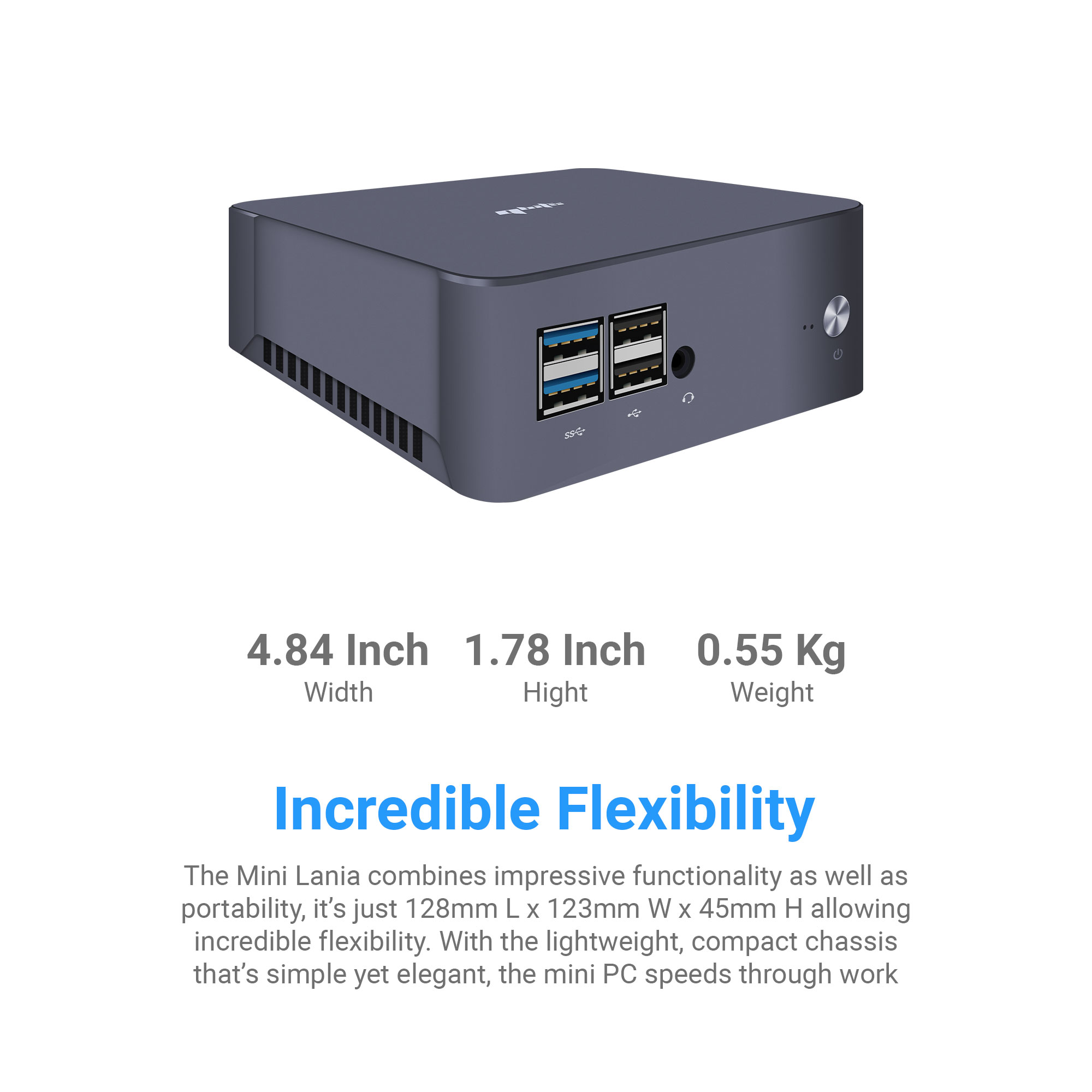 QBits Lania x1 mini PC Intel® Core ™ i7-1165G7 8GB DDR4 RAM 500GB M.2 NVME SSD - Effortless Usage. 